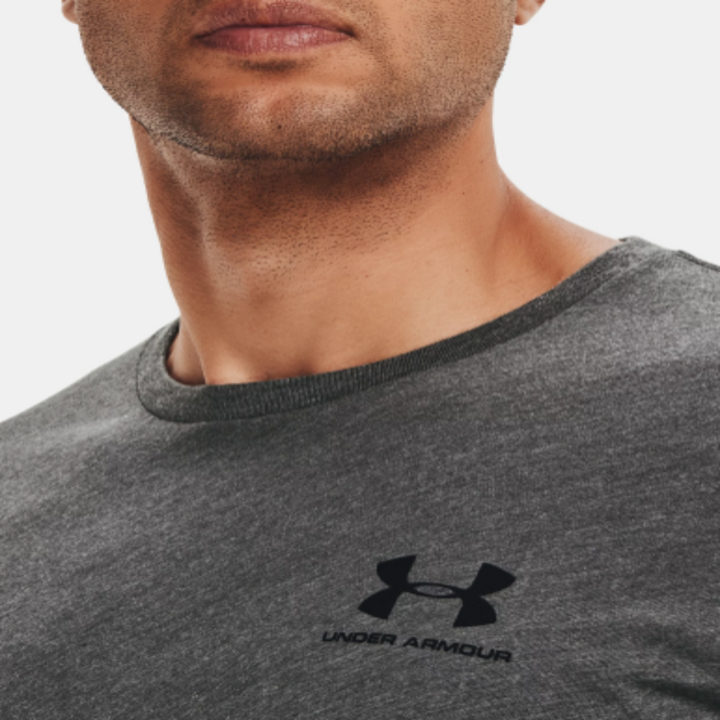 Men's Under Armour Left Chest Short Sleeve "Charcoal Medium Heather Black"