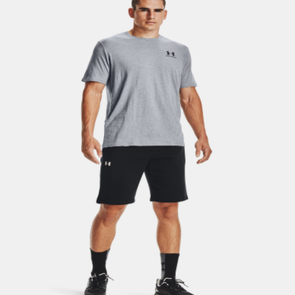 Men's Under Armour Left Chest Short Sleeve "Steel Light Heather Black"