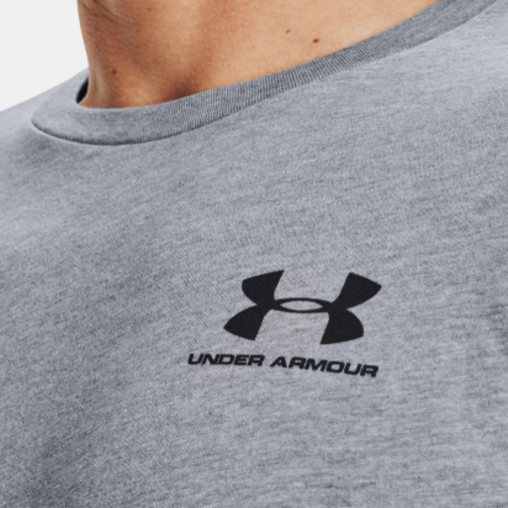 Men's Under Armour Left Chest Short Sleeve "Steel Light Heather Black"