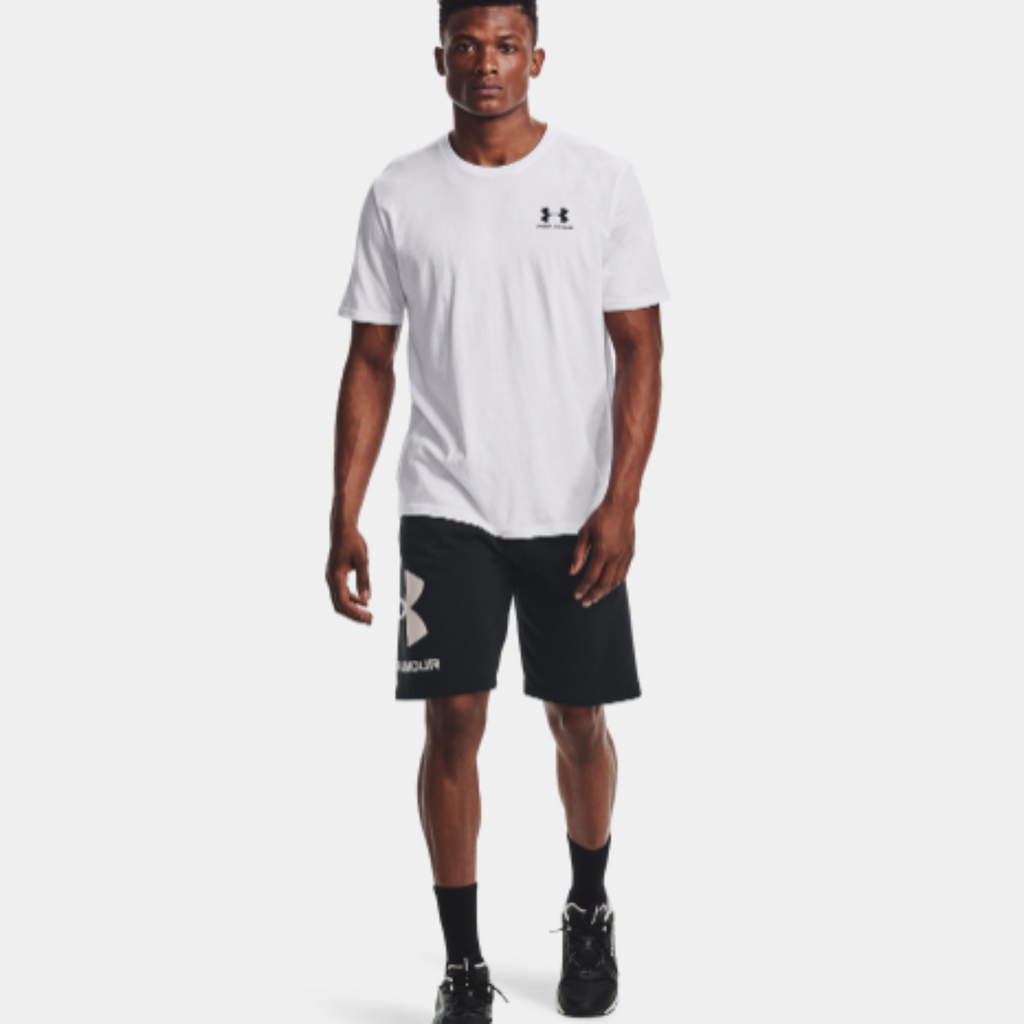 Men's Under Armour Left Chest Short Sleeve "White Black"