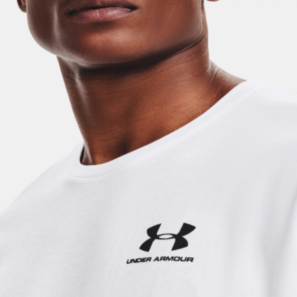 Men's Under Armour Left Chest Short Sleeve "White Black"