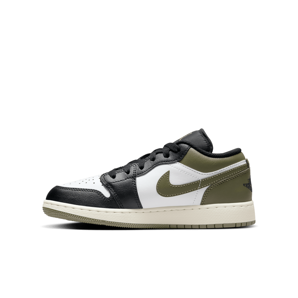 Big Kids' Air Jordan 1 Low "Black Toe Medium Olive"