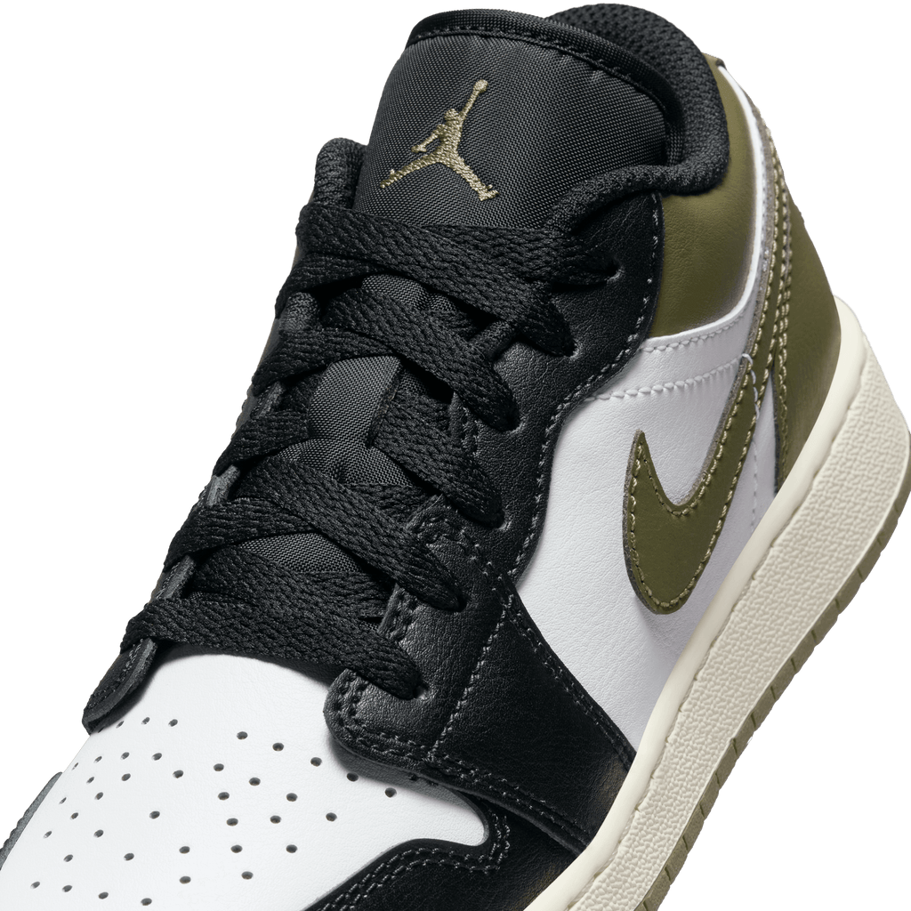 Big Kids' Air Jordan 1 Low "Black Toe Medium Olive"