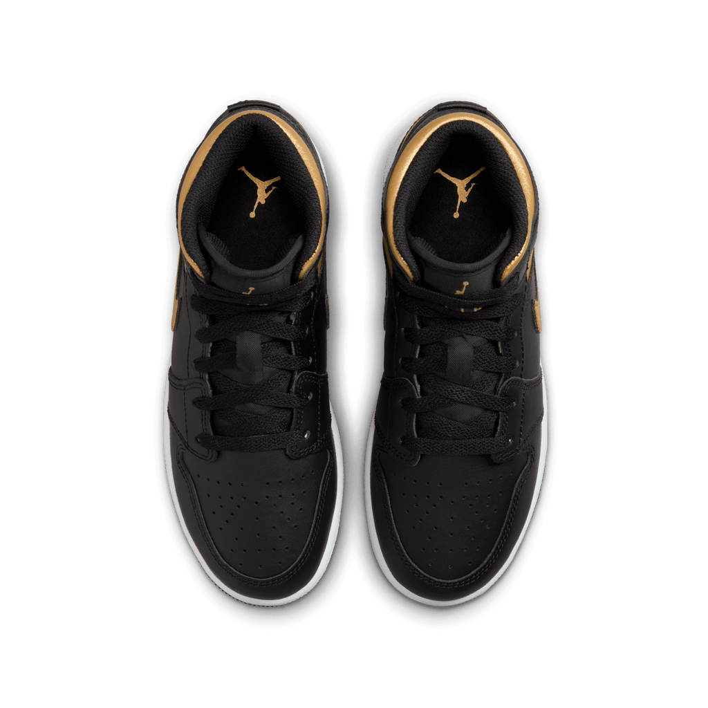 Big Kids' Air Jordan 1 Mid "Black Metallic Gold"