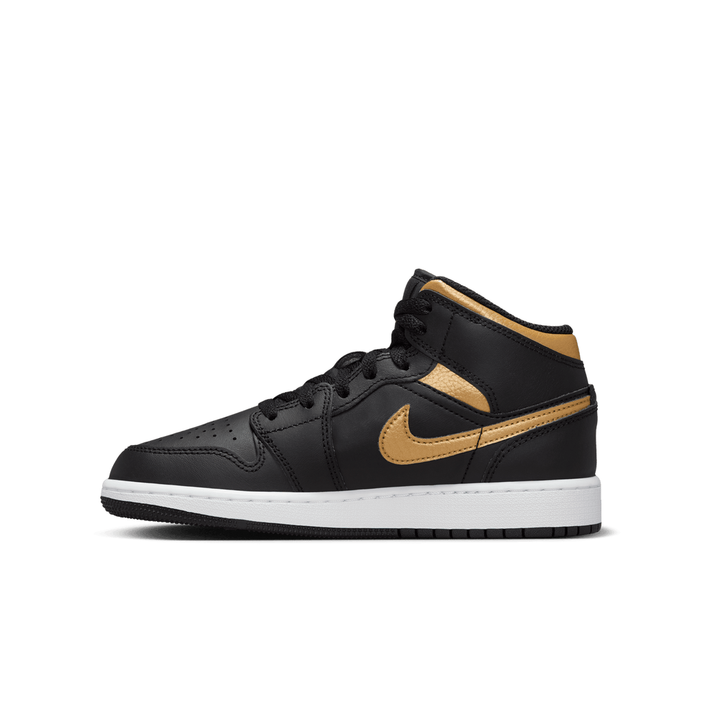 Big Kids' Air Jordan 1 Mid "Black Metallic Gold"