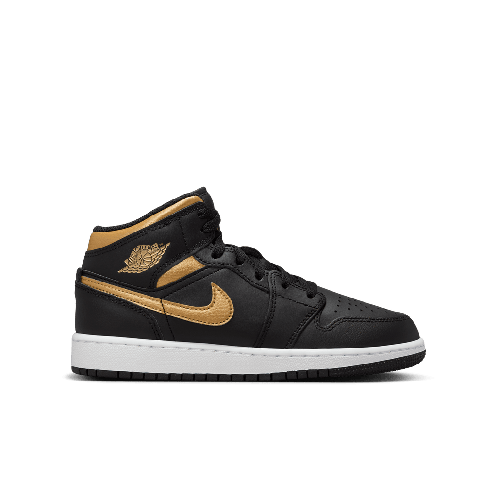 Big Kids' Air Jordan 1 Mid "Black Metallic Gold"