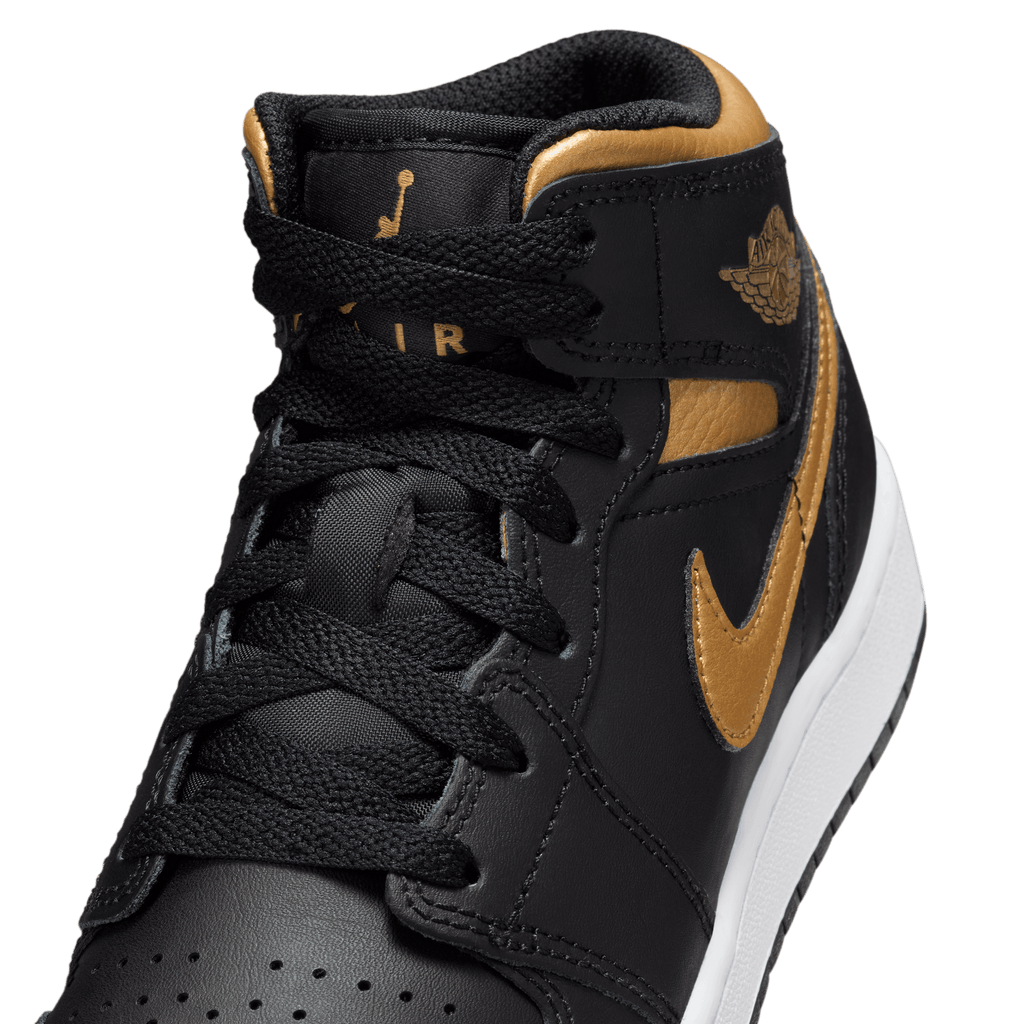 Big Kids' Air Jordan 1 Mid "Black Metallic Gold"