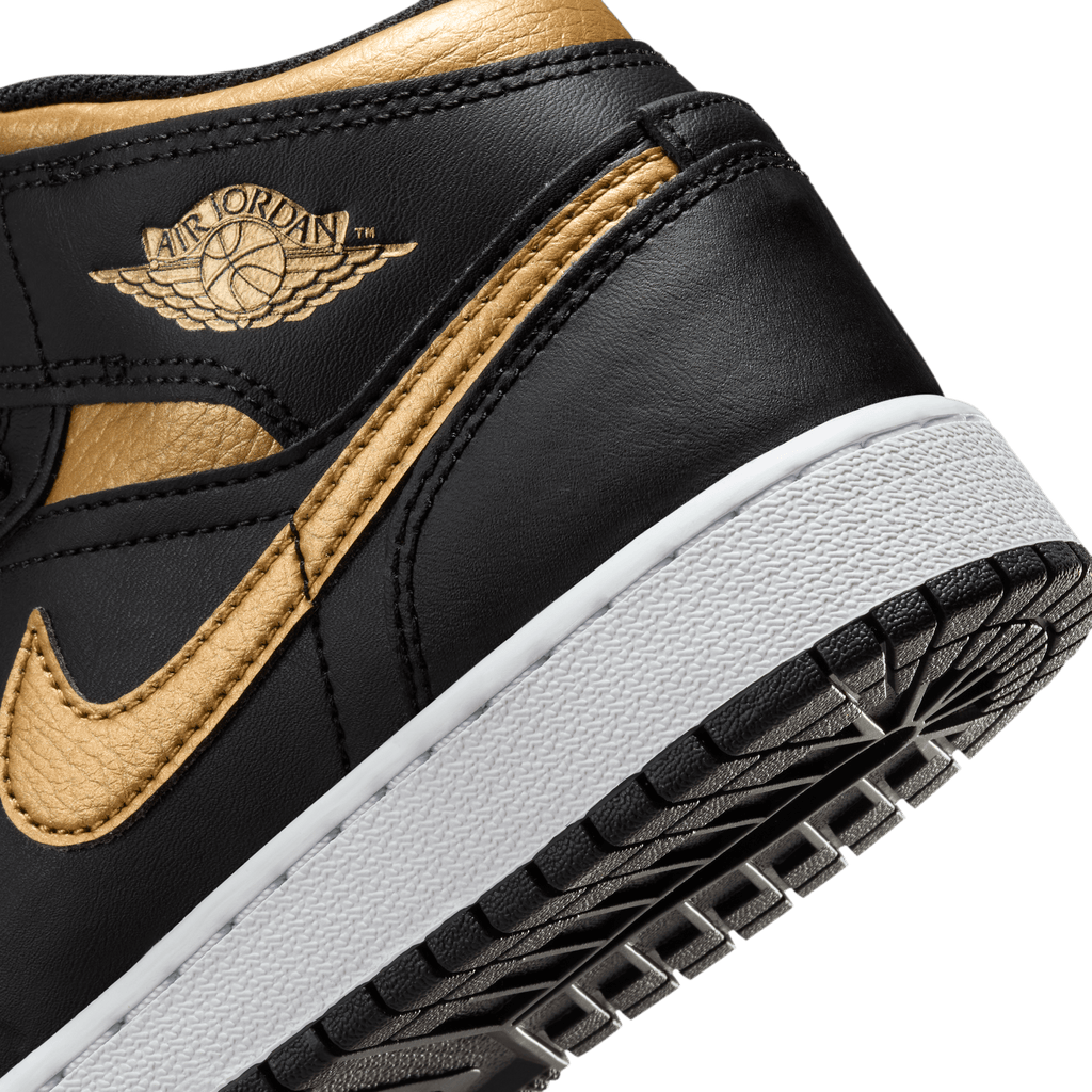 Big Kids' Air Jordan 1 Mid "Black Metallic Gold"