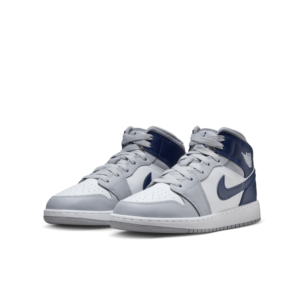 Big Kids' Air Jordan 1 Mid "Wolf Grey Midnight Navy"