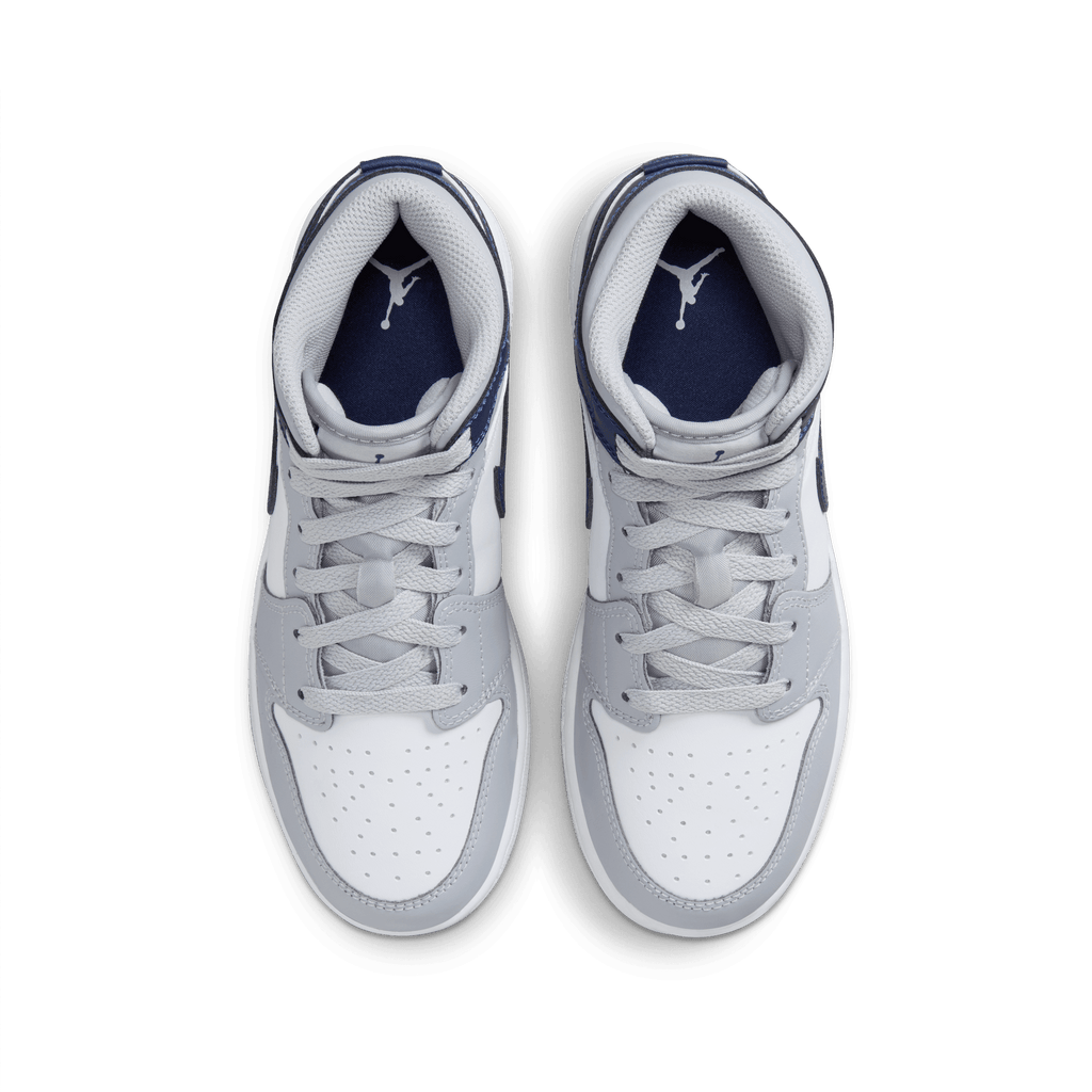 Big Kids' Air Jordan 1 Mid "Wolf Grey Midnight Navy"