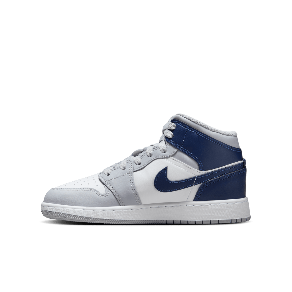 Big Kids' Air Jordan 1 Mid "Wolf Grey Midnight Navy"