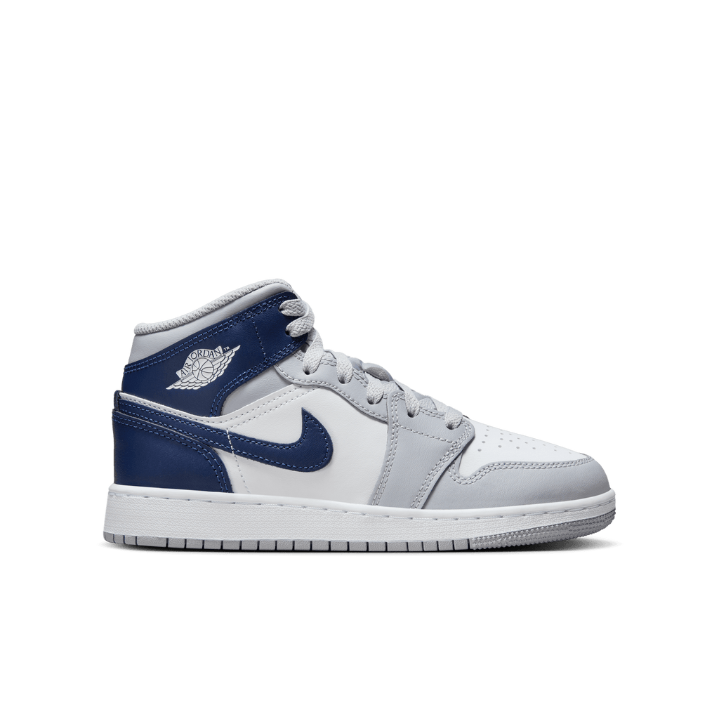 Big Kids' Air Jordan 1 Mid "Wolf Grey Midnight Navy"