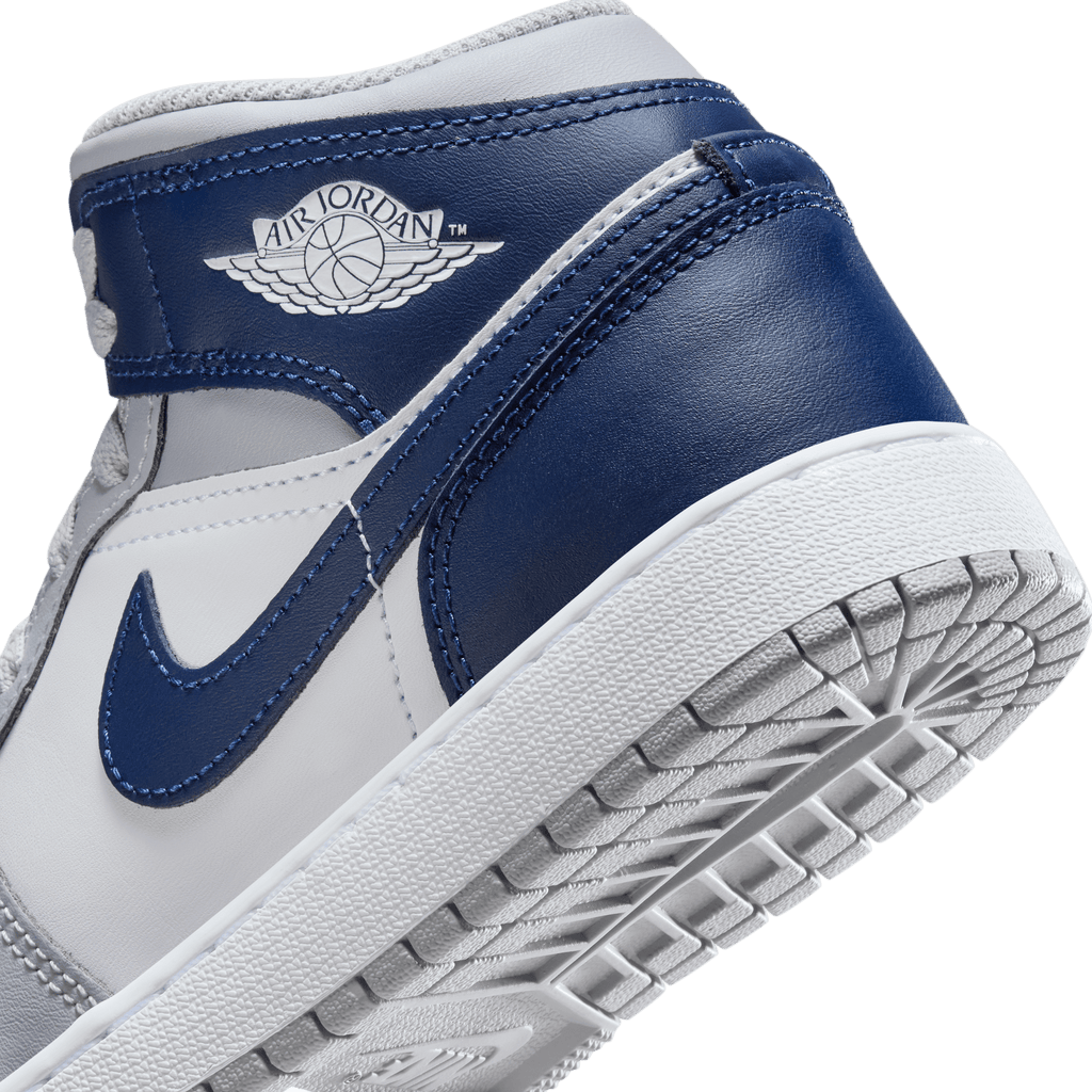 Big Kids' Air Jordan 1 Mid "Wolf Grey Midnight Navy"