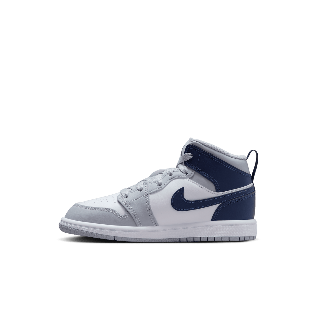 Little Kids' Jordan 1 Mid "Wolf Grey Midnight Navy"