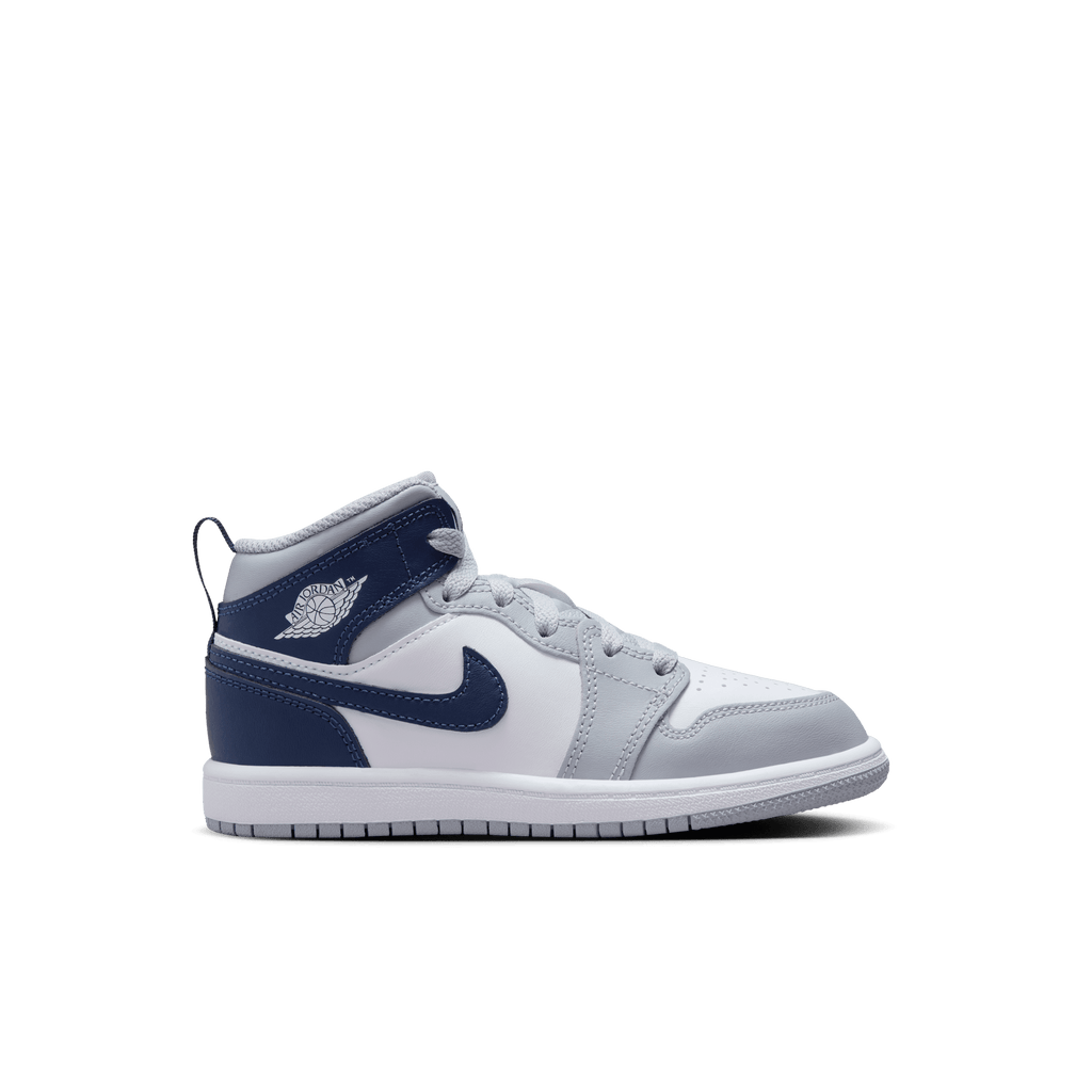 Little Kids' Jordan 1 Mid "Wolf Grey Midnight Navy"