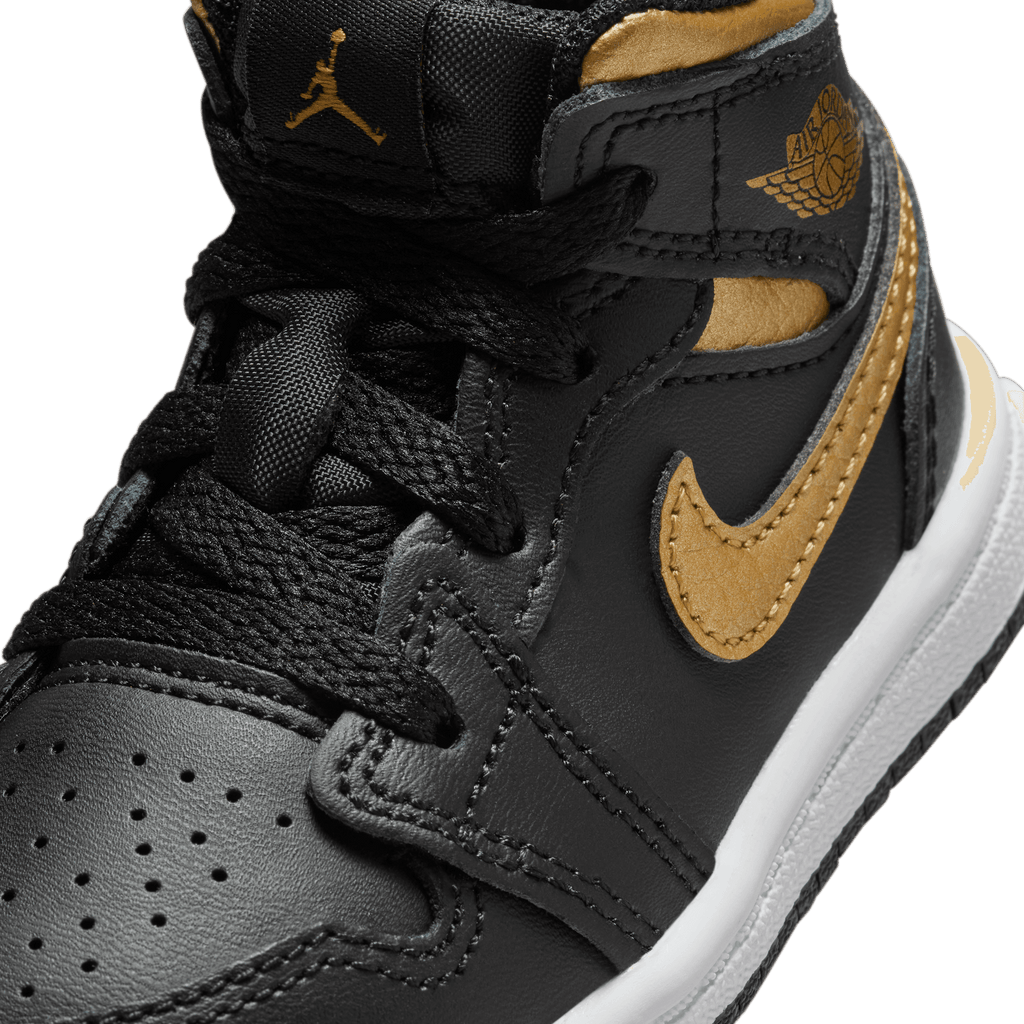 Baby/Toddler Jordan 1 Mid "Black Metallic Gold"