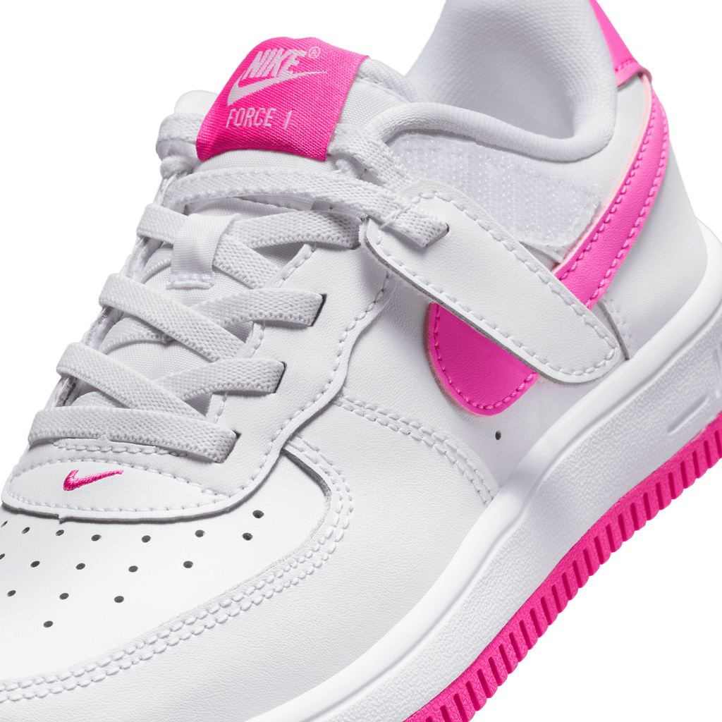 Little Kids' Nike Force 1 Low EasyOn "White Laser Fuchsia"