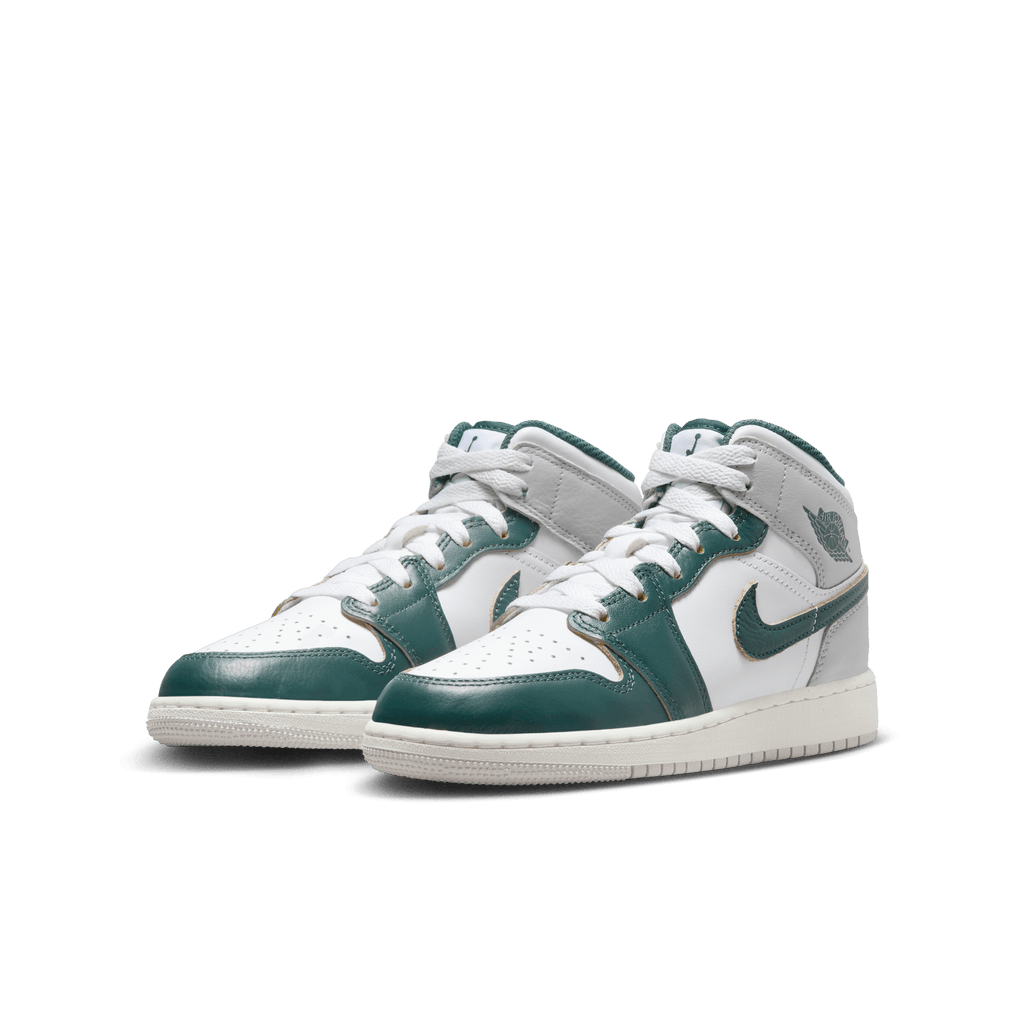 Big Kids' Air Jordan 1 Mid SE "Neutral Grey Oxidized Green"