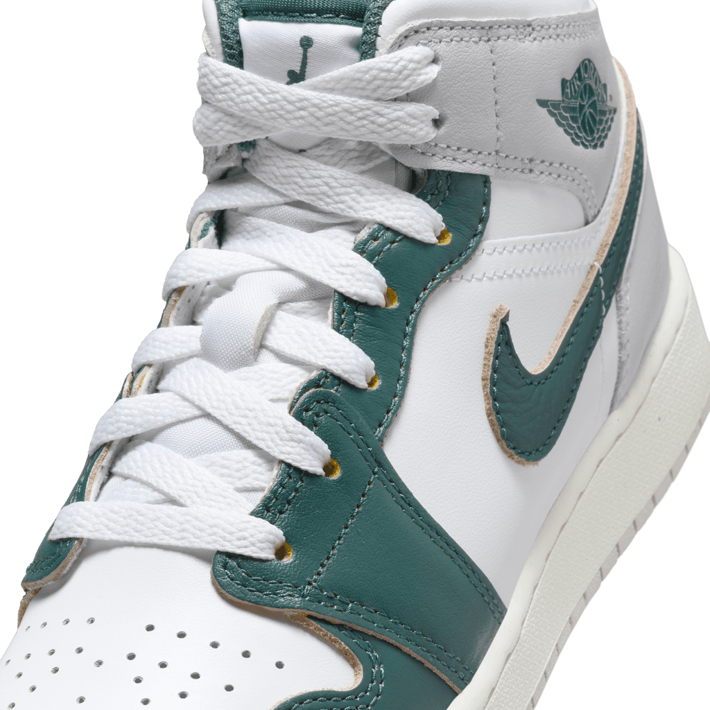 Big Kids' Air Jordan 1 Mid SE "Neutral Grey Oxidized Green"