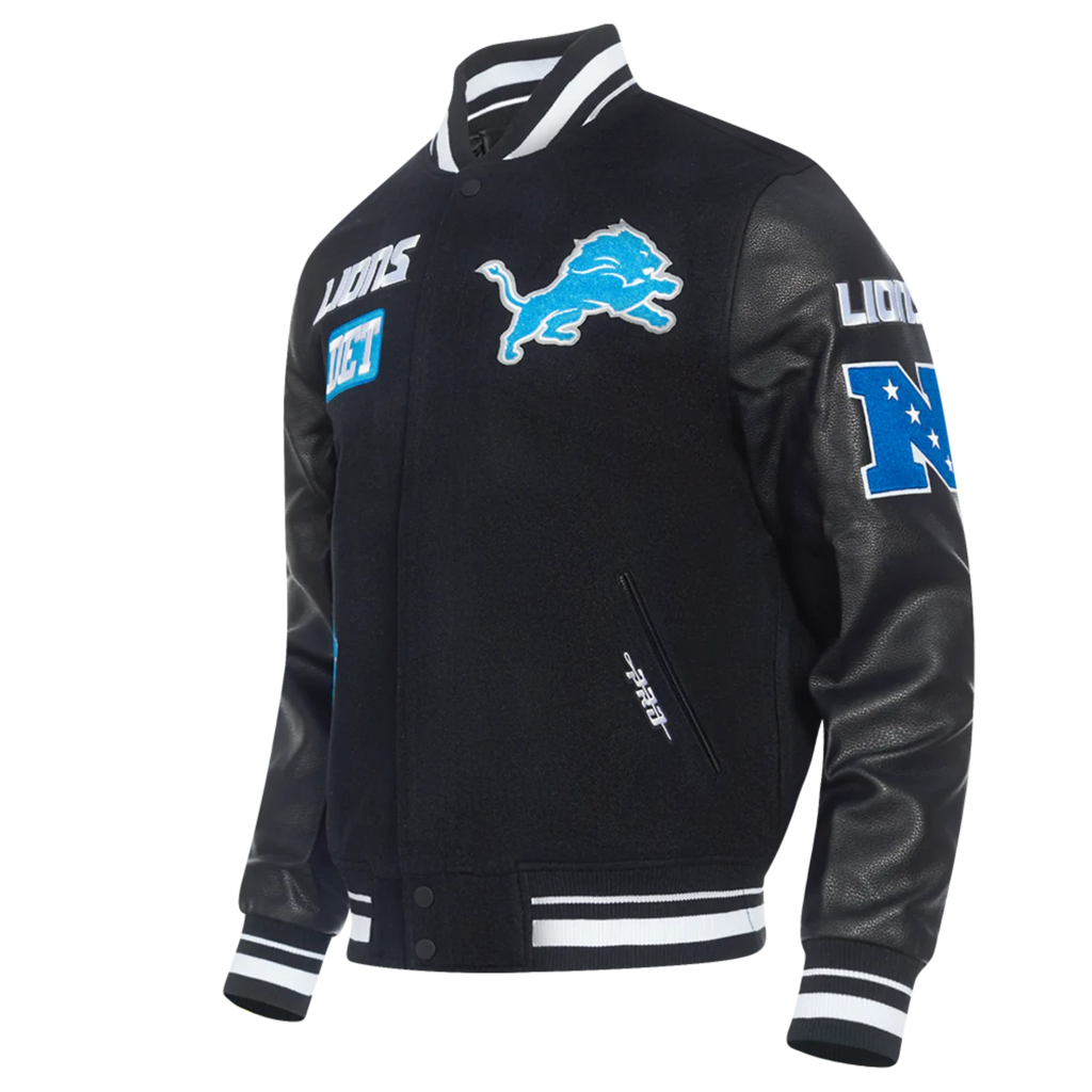 Men's Pro Standards Detroit Lions Area Code Rib Wool Varsity Jacket