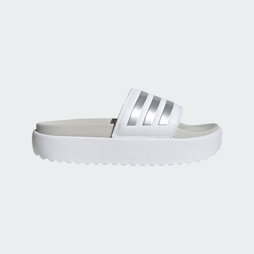 Women's Adidas Adilette Platform Slides "Cloud White Metallic"