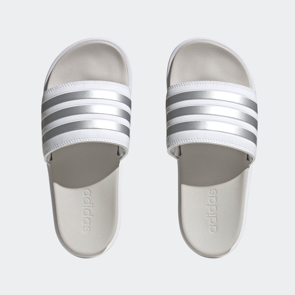 Women's Adidas Adilette Platform Slides "Cloud White Metallic"