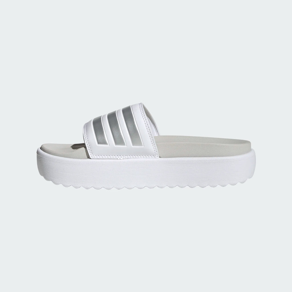 Women's Adidas Adilette Platform Slides "Cloud White Metallic"