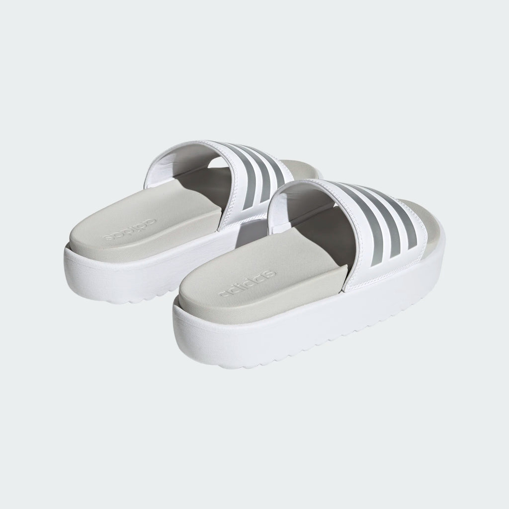 Women's Adidas Adilette Platform Slides "Cloud White Metallic"