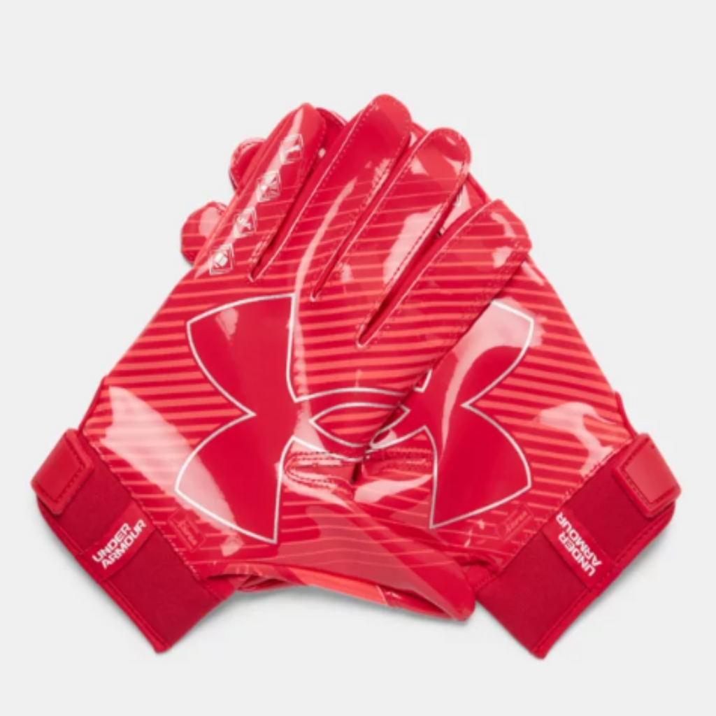 Men's Under Armour F9 Nitro Football Gloves "Red Beta Metallic Silver"