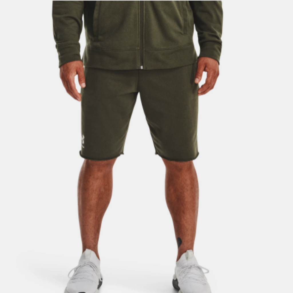 Men's Under Armour Rival Terry Shorts (Marine OD Green/Onyx White)