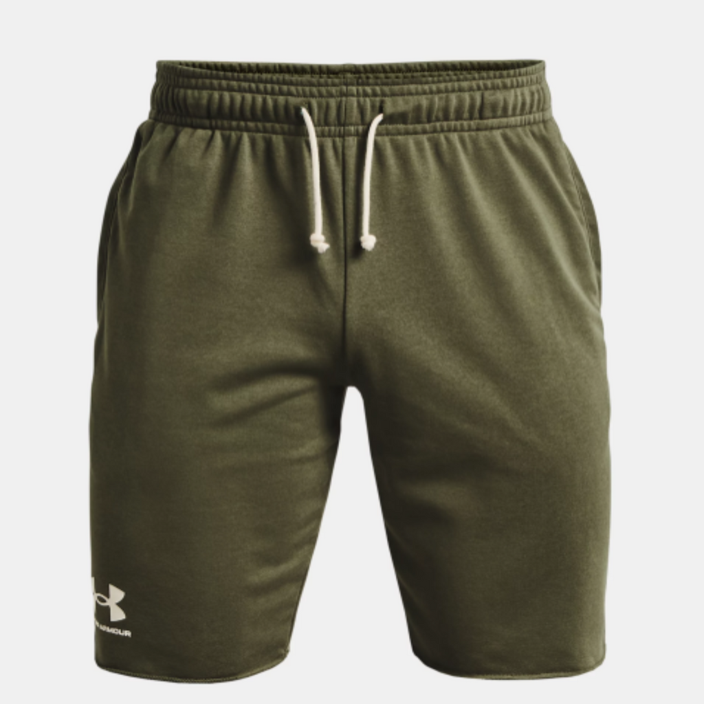 Men's Under Armour Rival Terry Shorts (Marine OD Green/Onyx White)