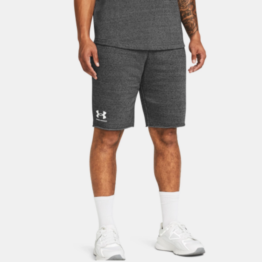 Men's Under Armour Rival Terry Shorts (Castlerock Light Heather/Onyx White)