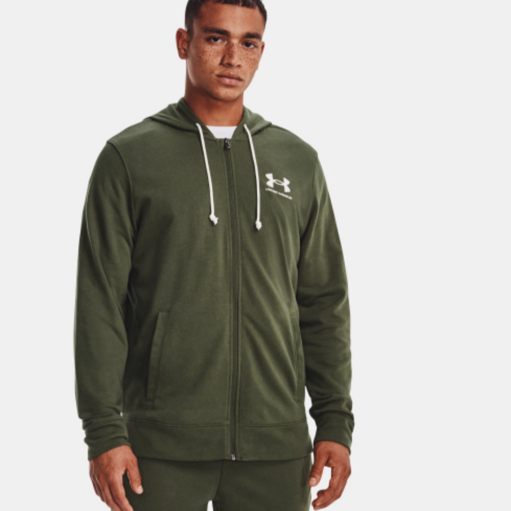 Men's Under Armour Rival Terry Full-Zip Pullover "Marine OD Green Onyx White"