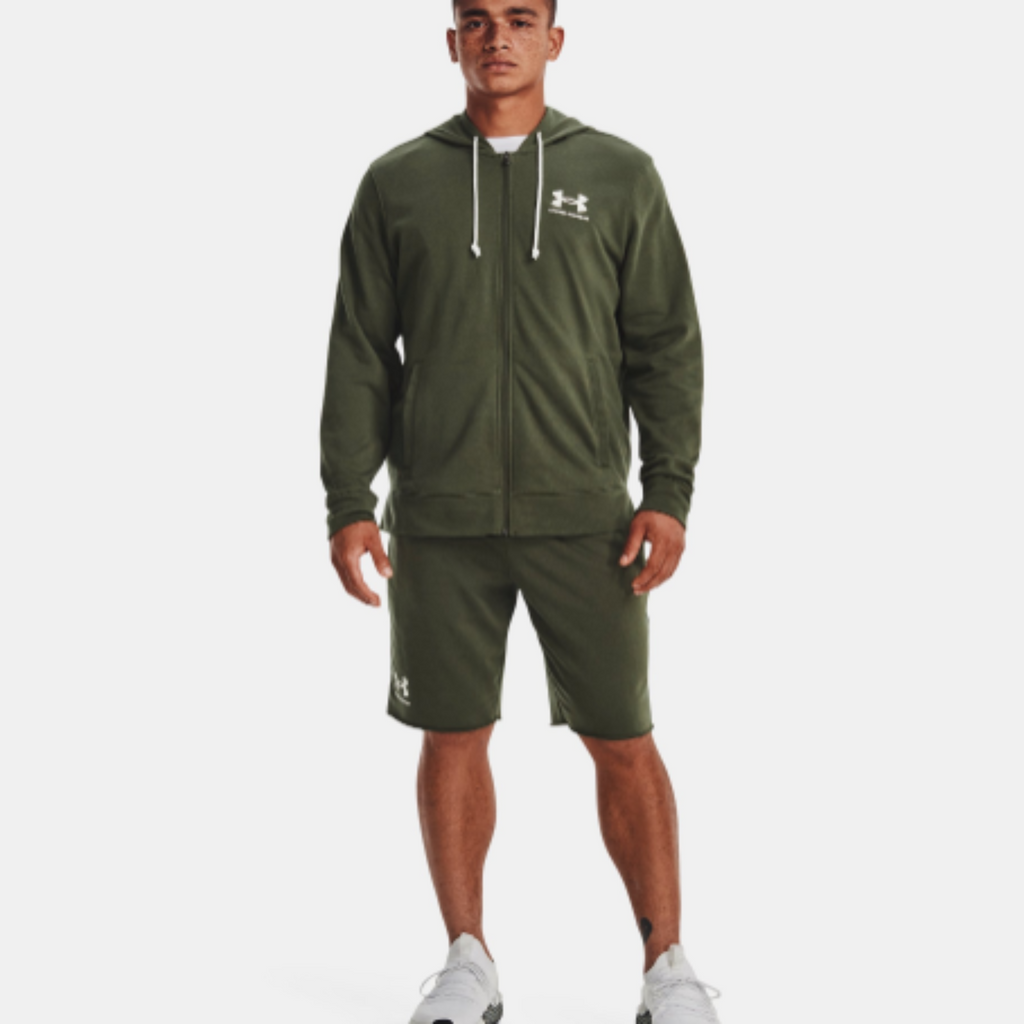 Men's Under Armour Rival Terry Full-Zip Pullover "Marine OD Green Onyx White"