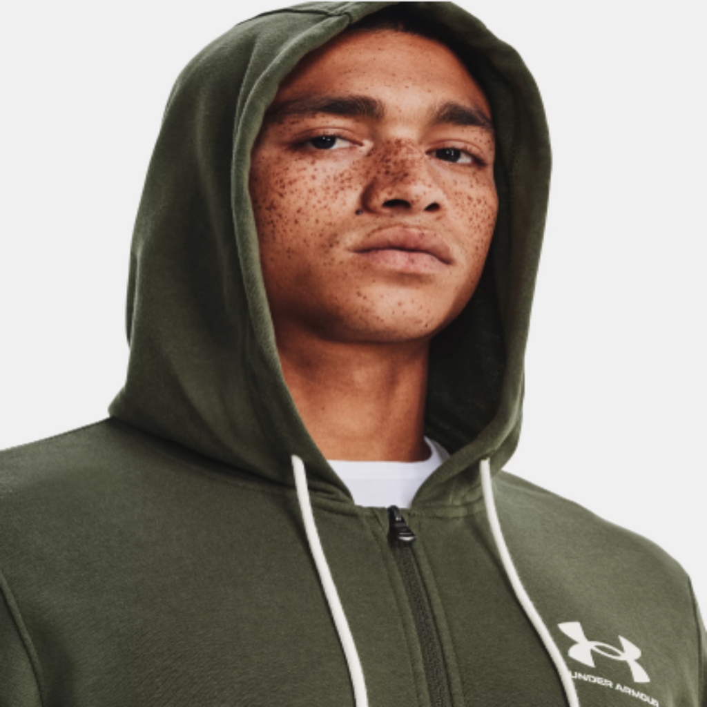 Men's Under Armour Rival Terry Full-Zip Pullover "Marine OD Green Onyx White"