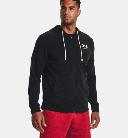 Men's Under Armour Rival Terry Full-Zip Pullover "Black Onyx White"