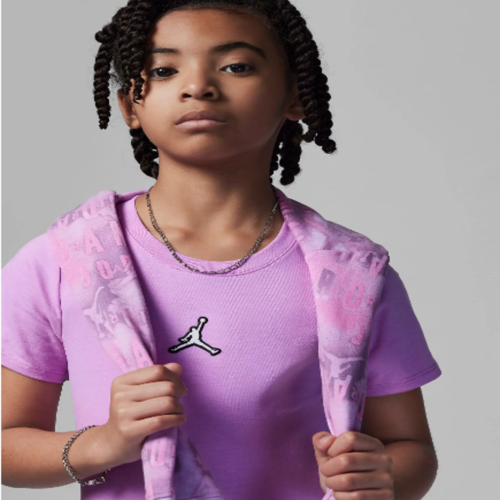 Little Kids' Jordan Essentials Girls T-Shirt Dress "Rush Fuchsia /Pink"