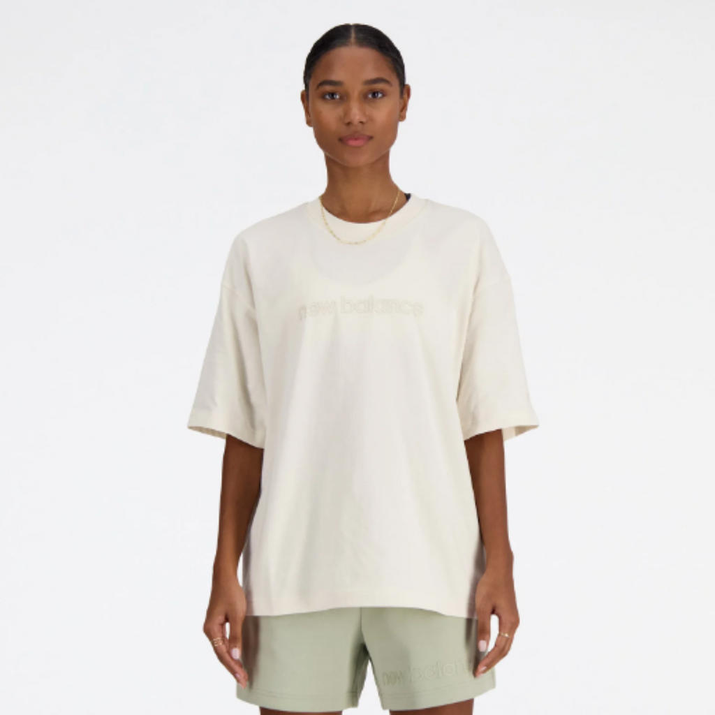 Women's New Balance Hyper Density Jersey Oversized T-Shirt "Linen Beige"