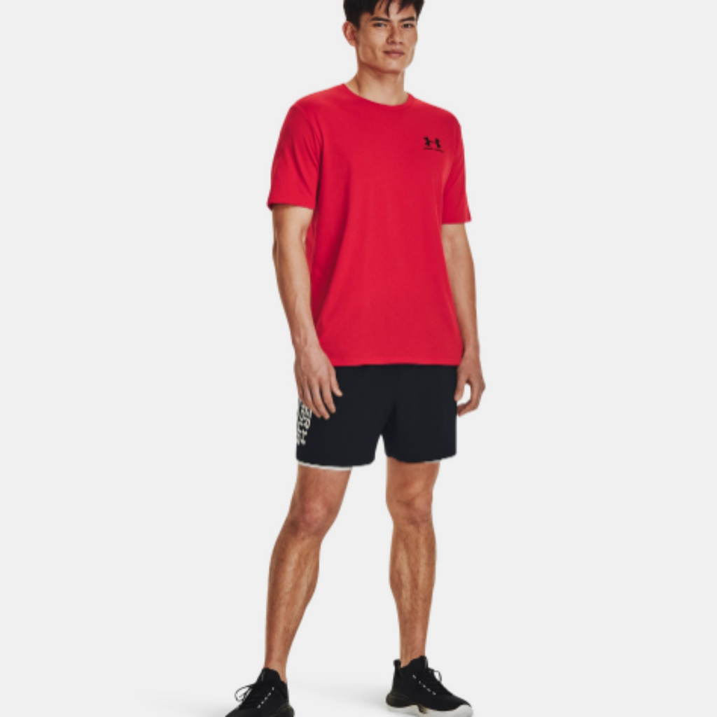 Men's Under Armour Left Chest Short Sleeve "Red Black"