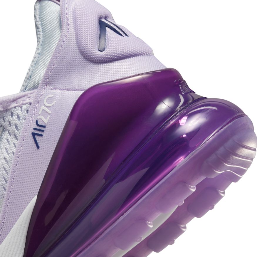 Nike Air Max 270 Kids Trainers Pure Platinum Metallic Silver Violet Frost  Midnigh - Unisex